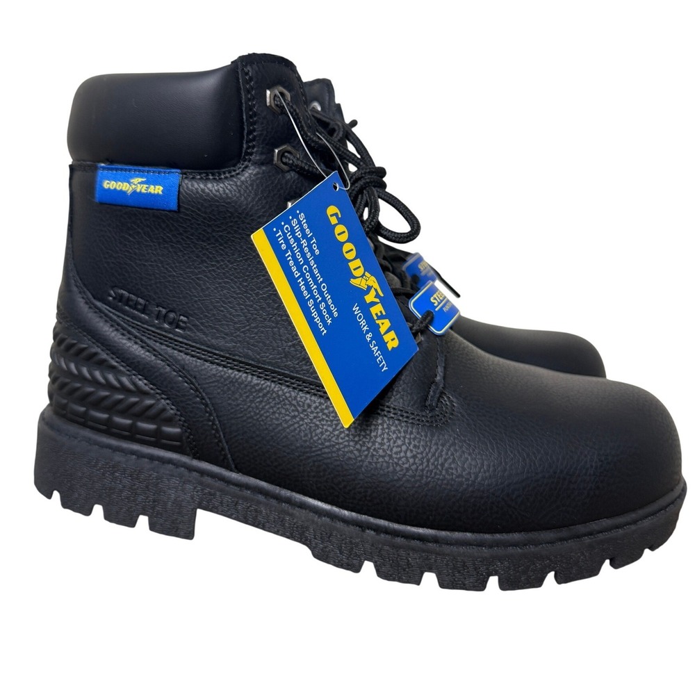 Mens Steel Toe Work Boots Goodyear Maverick-ST Boot 9 Black Non Slip Safety Shoe